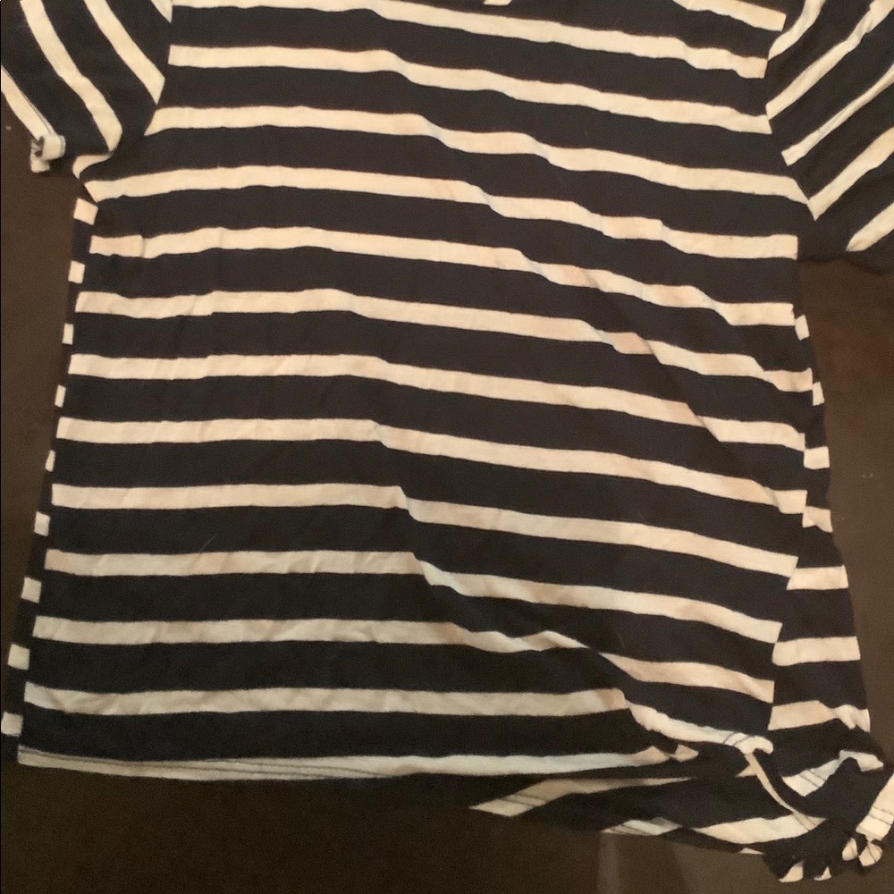 Navy Blue and White Striped Crop Top w Knot